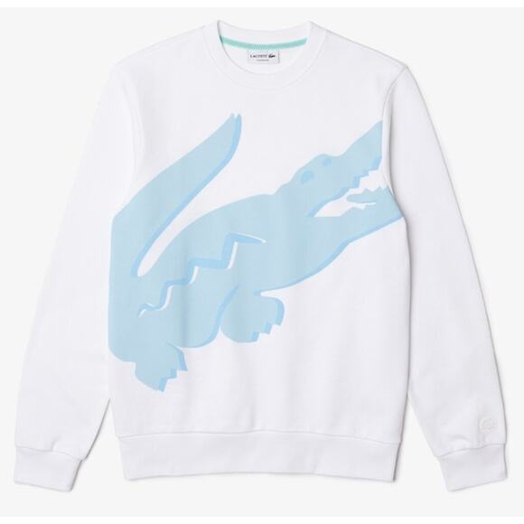 Lacoste Men's Long Sleeve Large Summer Croc Crew Neck Sweatshirt White XL - Picture 1 of 2